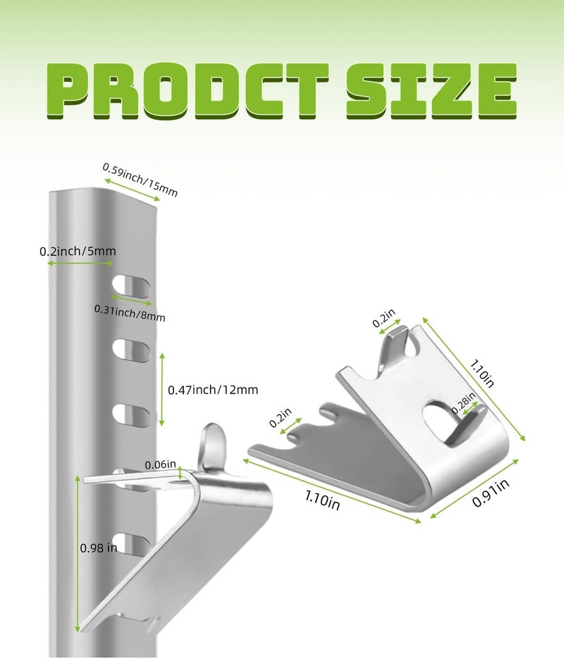 VOOTOLOVER مجموعة من 10 قطع من مشابك رف الثلاجة 920158، من الفولاذ المقاوم للصدأ، رف الثلاجة المبردة، حوامل الثلاجة، مشابك مربعة للرفوف، مادة متينة - Image 2